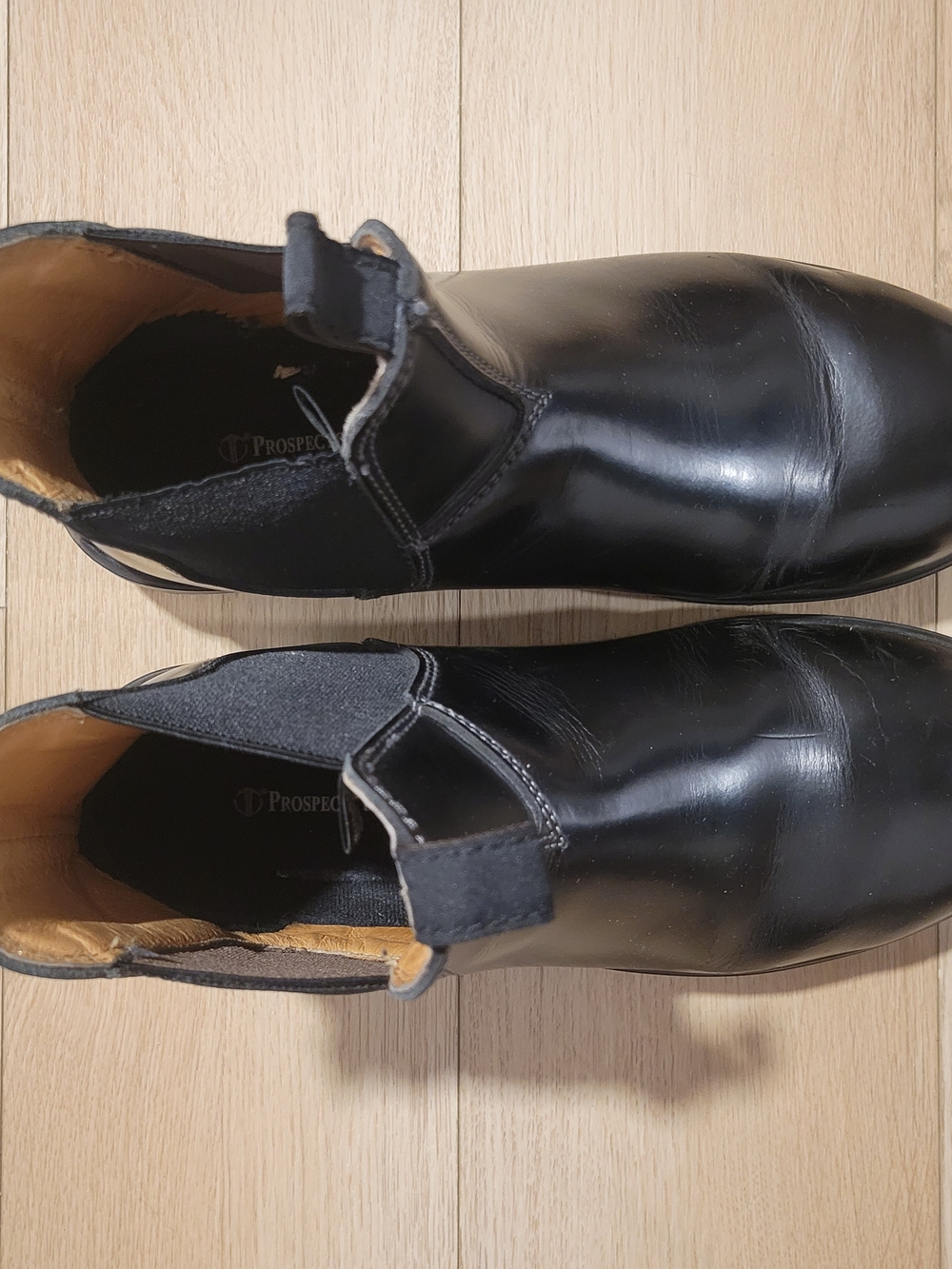 Prospector Men Boots /Black Leather Slip-On Dress Shoes for Men